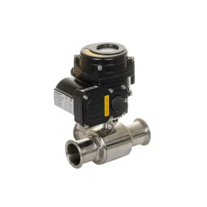 Three-Way Stainless Steel Electric Sanitary Ball Valve with Hygienic Actuator