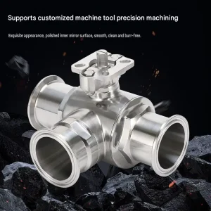 Three way Ball Valve Sanitary Grade 316L Quick release Clamp Type High Platform with Bracket Electric Valve