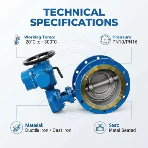 Tight Soft Sealing Design High Temperature Working Flange Connection Double Eccentric Industrial Butterfly Valve