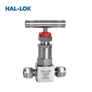 Titanium Alloys Double Ferrules Manual Needle Valve Gas Regulating Stem HAL LOK Type Integral Bonnet 2 Way 1 4 Port Size 3000PSI