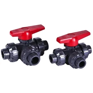 UPVC 3 Way True Union Ball Valve T L Port Triple Union PVC Ball Valve Acid Resistant for Chemical Water Treatment Pipeline