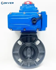 UPVC Electric Butterfly Ball Valve 2 Way PTFE Sealing Water Modulating Actuator AC110 220V Flange Connection