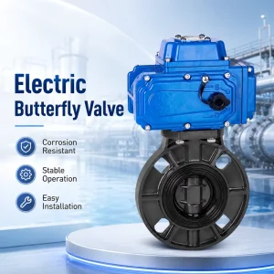 UPVC Electric Butterfly Valve Motorized Plastic Valve for Water Treatment Chemical Pipeline Flow Control System