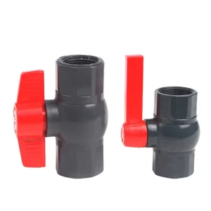 UPVC Plastic Ball Valve CE Approved High Pressure Black Body Red Handle Valve Industrial Water Supply Pipe Fittings