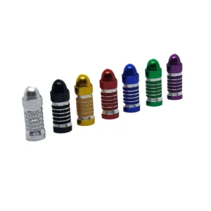Universal Bullet Style Aluminum Alloy Tire Valve Stem Caps Knurled Decorative Dust Covers for Car Motorcycle Bicycle Wheel Rim