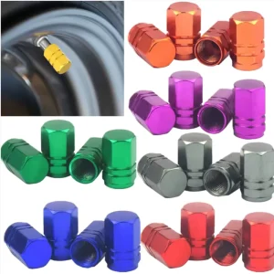 Universal Colorful Hexagon Knurled Aluminum Alloy Tire Valve Stem Caps Dust Proof Car Truck Wheel Rim Parts