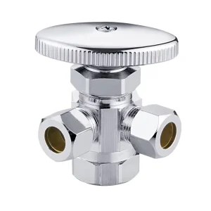 User Friendly Manual Dual Outlet Brass Angle Valve with Chrome Finish for Home and Industrial Water Systems