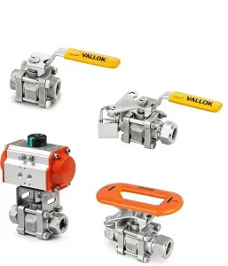 VALLOK 3000PSI 3 Piece 2 Way Instrument Ball Valves CF8 CF8M Thread BSPP BSPT NPT Pneumatic Electric Manual Actuator 1 2 Port