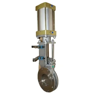 Valve Open Closed QZ Stainless Steel On Off Rising Stem Type Wafer Flange Pneumatic Knife Gate Valve