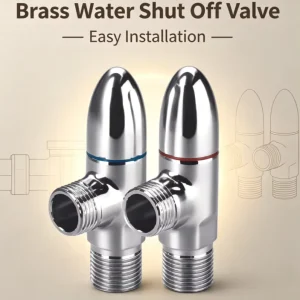 Vertical Rocket Shape Brass Angle Stop Valve Set Blue Red Ring Cold Hot Identification Plumbing Valve