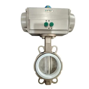 WASON D671F China Pneumatic Actuated Butterfly Valve PTFE Lined 2′ 24′ Port Size 1 Year Warranty for General Applications