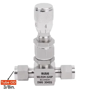 WL91H-320P 4/6/8/12mm 1/16″ 1/8″ 1/4″ 3/8″ 316 Stainless Steel Manual 2-Way Needle Valve Micro Flow Regulating Valve