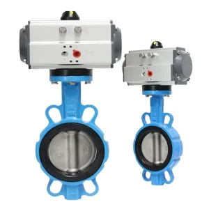 Wafer Pneumatic Butterfly Valve DN50 DN300 SS304 SS316L Ductile Iron PTFE Soft Seal Pneumatic Actuator Butterfly Valve