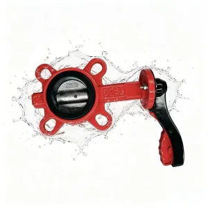 Wafer Type Manual Butterfly Valve with Red Lever Handle Ductile Iron Body EPDM Seal for Water and Fire Systems