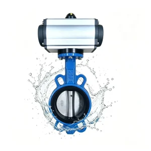 Wafer Type Pneumatic Butterfly Valve DN100 4″ 10K 150LB PN16 Ductile Iron CF8 Disc EPDM Seat Air Control Valve
