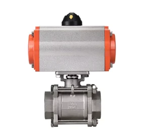 Water Gas Oil Control WCB 304 316 Stainless Steel Three Piece Full Bore Thread End Pneumatic Ball Valve PTFE Sealing OEM