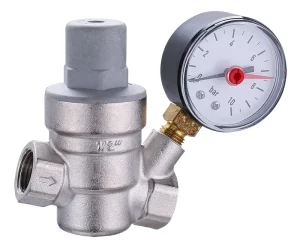 Water Pressure Reducing Valve with Gauge PRV 1/2 Inch for Plumbing and Heating Systems