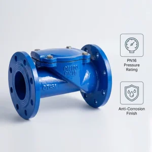 Water Supply Pipeline Irrigation PN16 QT450 GGG50 Ductile Iron Blue Epoxy Coated Flanged Cast Iron Check Valve