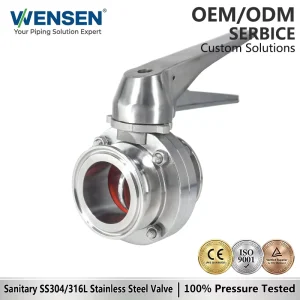 Wensen 304 316 Sanitary Grade Stainless Steel Quick clamp Butterfly Valve With Duckbill Handle For Dairy Industry