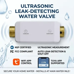 Wi Fi Smart Water Shut off Valve with App Control NSF ANSI 61 372 Standards Ultrasonic Flow Metering FCC Compliant