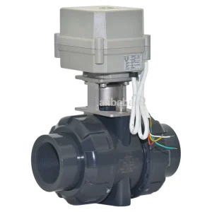 YAOYANG DN40 UPVC Electric Motorized Ball Valve Double Union PN10 Plastic Actuated Valve for Water Treatment Irrigation AC220V
