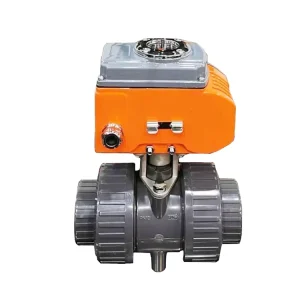 YAOYANG UPVC Electric Motorized Ball Valve Double Union PN20 OEM CE Certified Water Treatment Irrigation AC220V DC24V