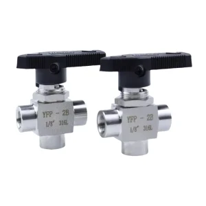 YFP-2B Female Three Way 1/8″ 1/4″ 3/8″ NPT BSP 3 Way Female Thread Pneumatic Valve Stainless Steel Valve Female Tee Ball Valve