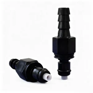 ZDVseal Black 1/4 Inch 6.4mm Barbed Male Coupling Plug with POM Shutoff Valve for Fuel and Ink Hose Systems