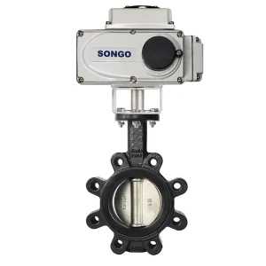 class 300 On off type DN80 3 inch 24V DC EPDM seal Ductile Iron Body Electric Actuator Motorized Wafer lugged Butterfly Valve